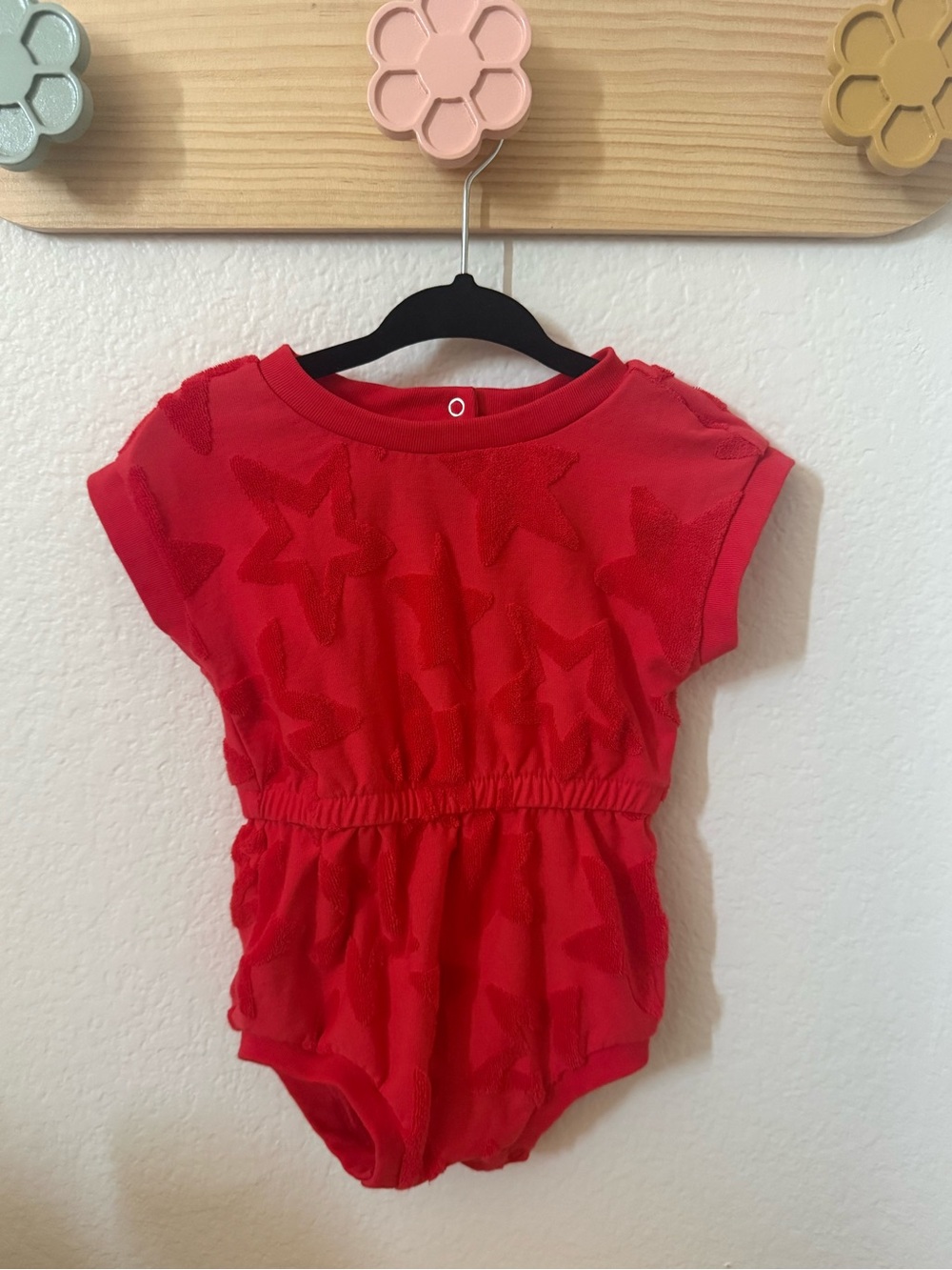 Cat & Jack Red Star Textured Baby Romper